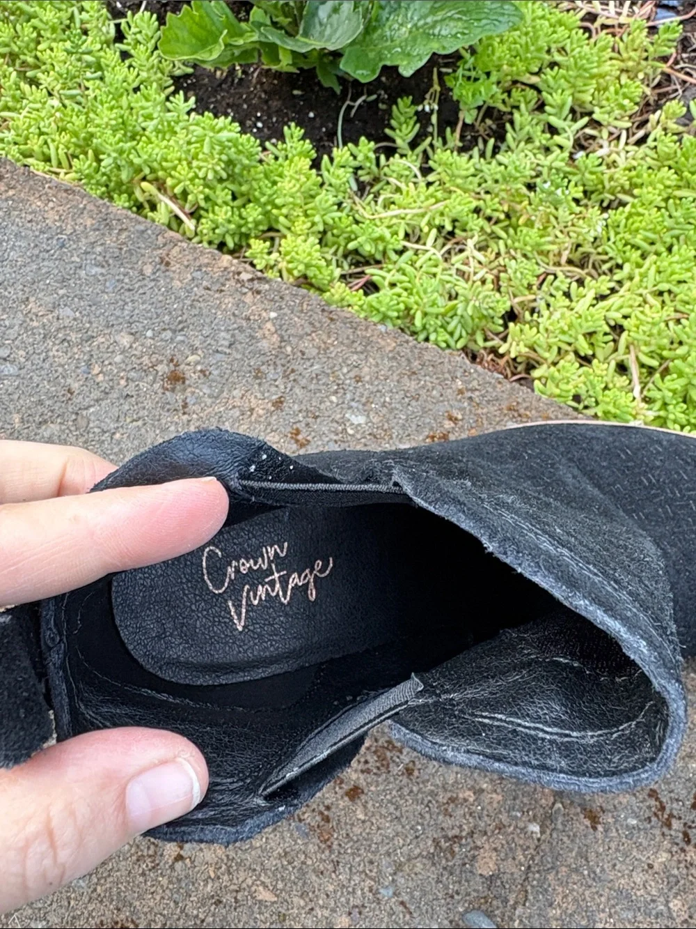Crown Vintage Black Suede Wedge Ankle Booties